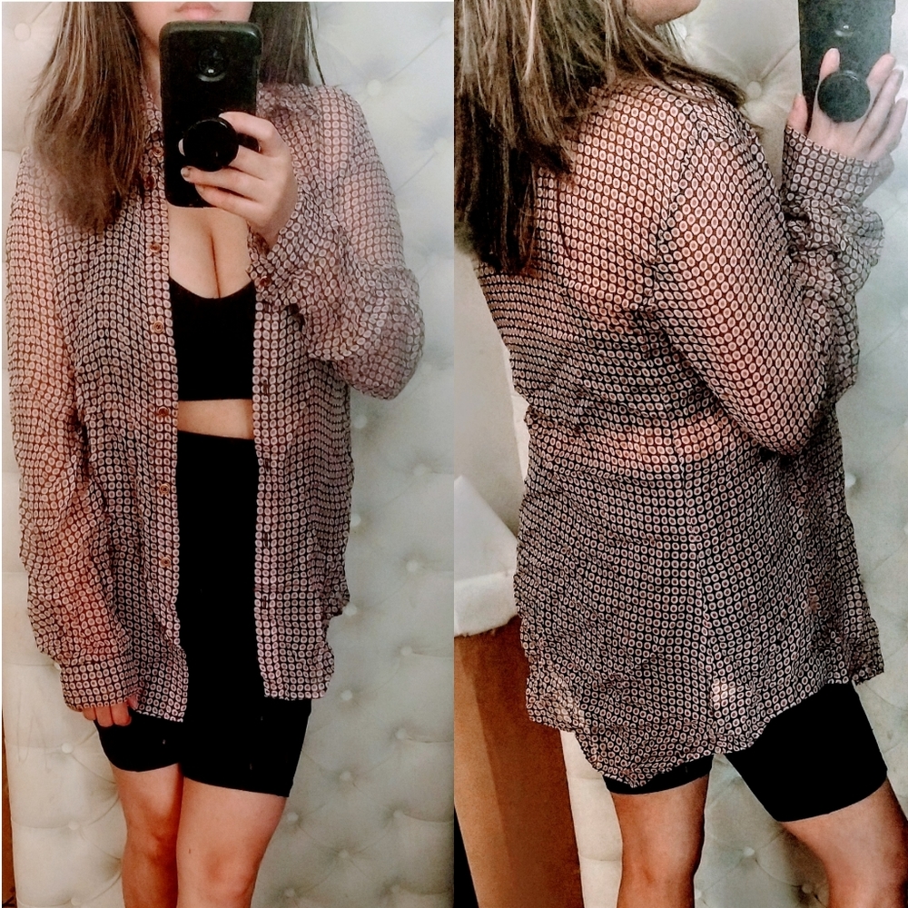 L'agence Button Down Red Button Top - image 1